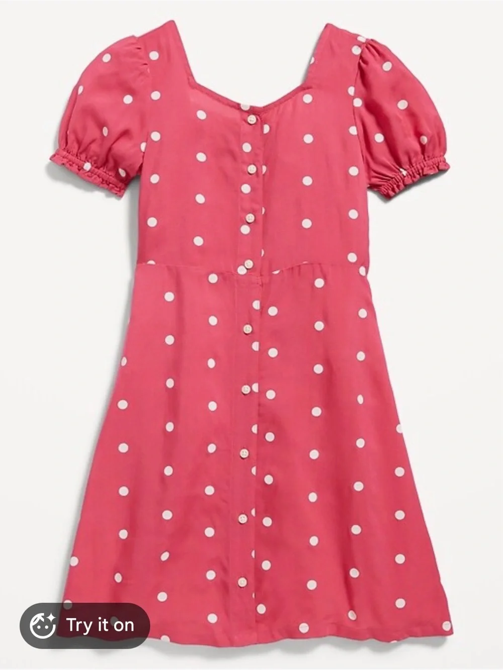 Old Navy | Girls Pink and White Polka Dot Button-Front Mini Dress, Medium (8)